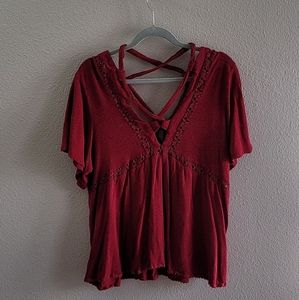 Red laced top